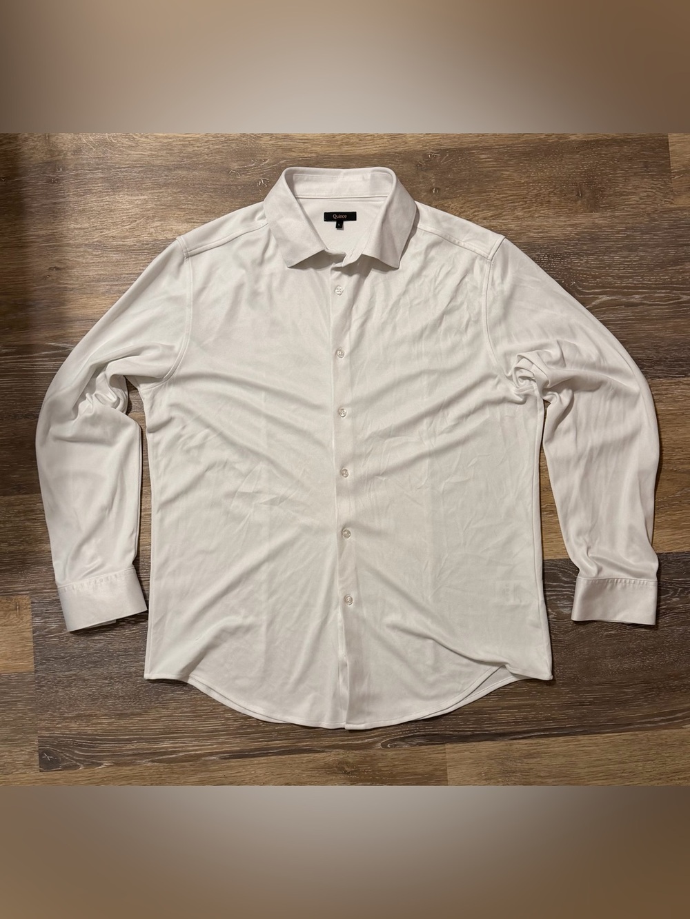 Quince Men’s White Commuter Stretch Piqué Shirt Large